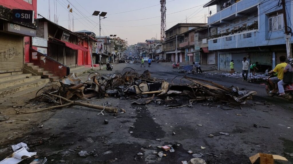 Ashes and rubble left behind of burned houses and churches