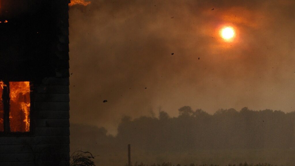 Home on fire in Manipur, India