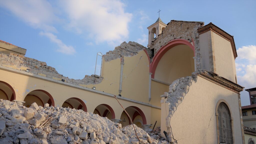 A church reduced to rubble after the earthquake in Turkey