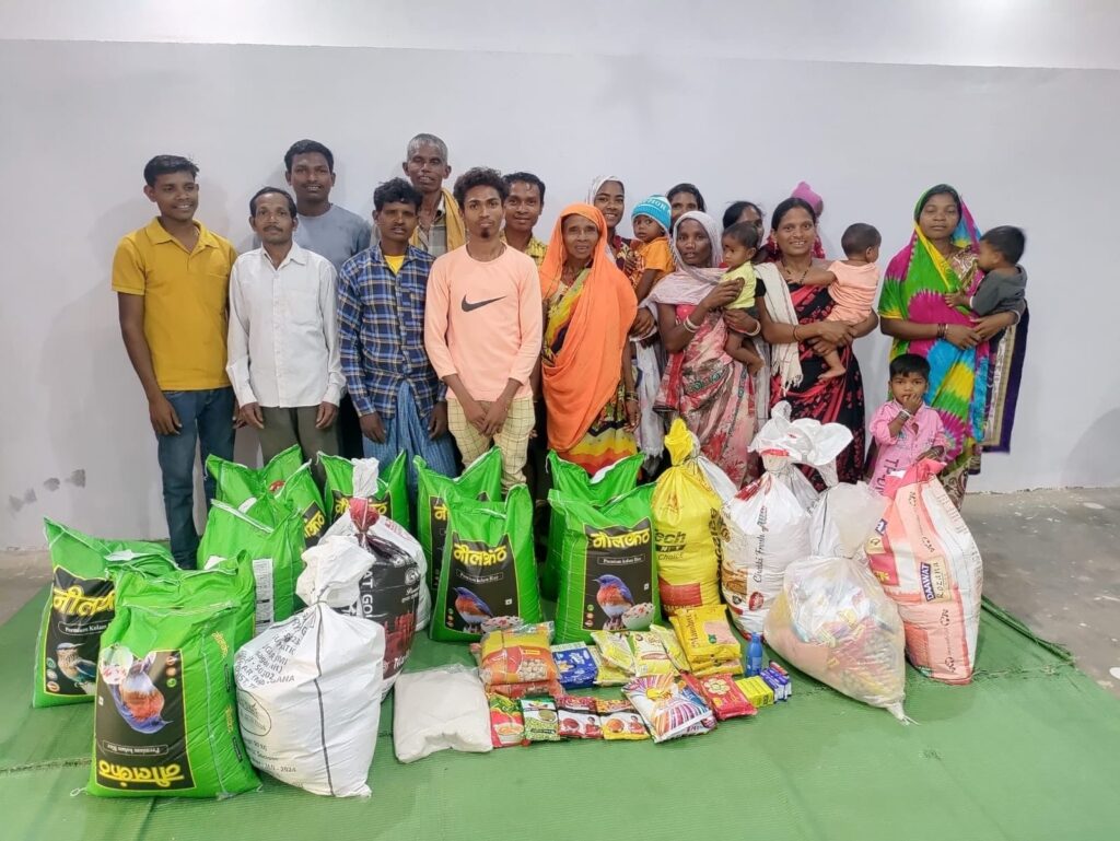 a group of persecuted Christians in India receive emergency food relief