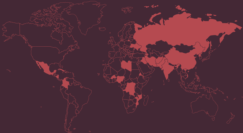 a world map denoting where christians are persecuted