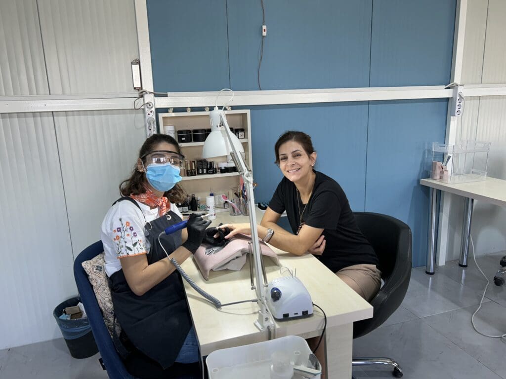 Christians in Turkey at a nail salon that recently opened following a devastating earthquake
